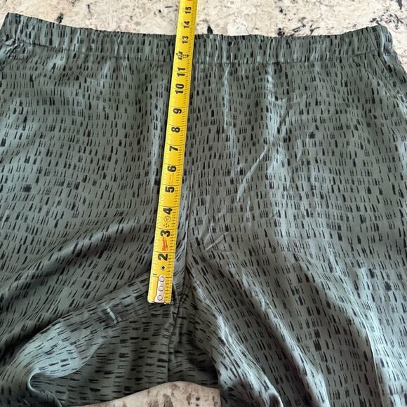 Eileen Fisher Green Nori Silk Dash Print Cropped Wide Leg Pant XL S9KWA-P3236P - Picture 10 of 16